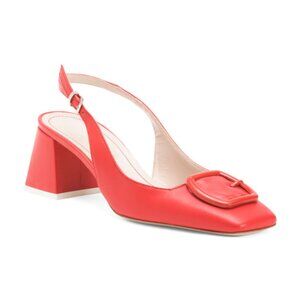 BEAUTIISOLES Made In Italy Leather Duchess Slingback Heels